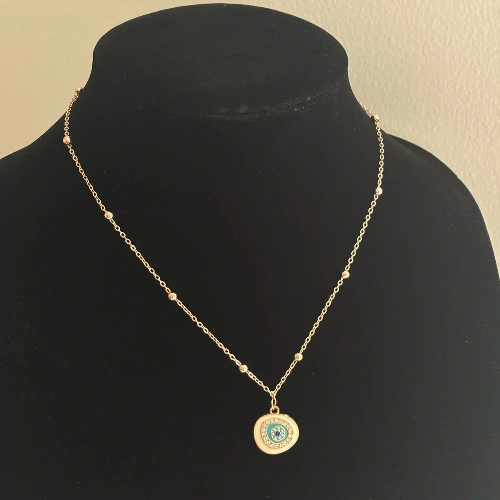 Gold-Tone Turquoise Heart Pendant Necklace - Picture 3 of 5